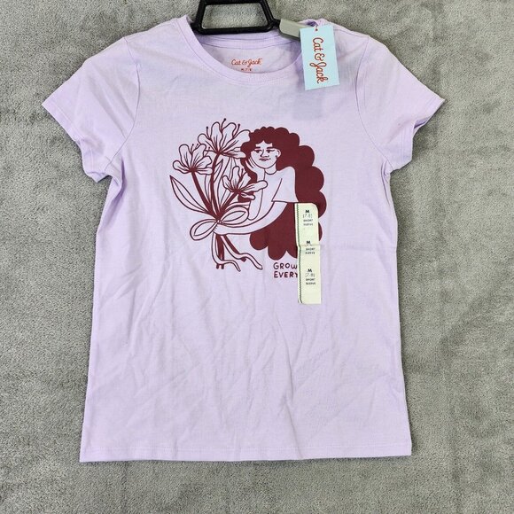 Girls “Growing Every Day” Short Sleeve Shirt Cat & Jack Purple Size M (7/8) - Picture 1 of 9